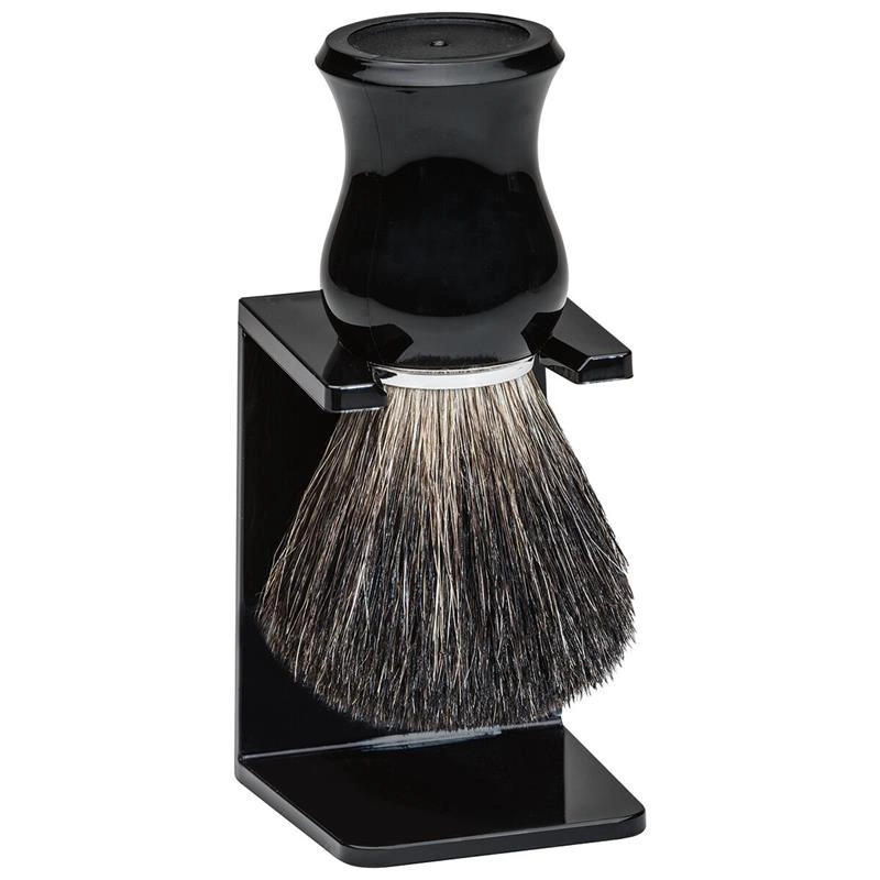 Erbe Solingen - Pędzel do golenia Pure Badger czarny + statyw