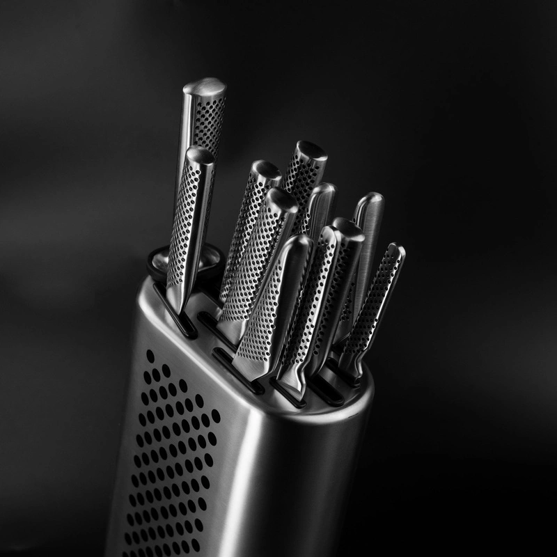 Global - Zestaw noży w gładkim bloku w kropki 11 częściowy