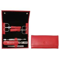 Zwilling - zestaw podróżny - czerwone skórzane etui, 5 elementów Classic Inox