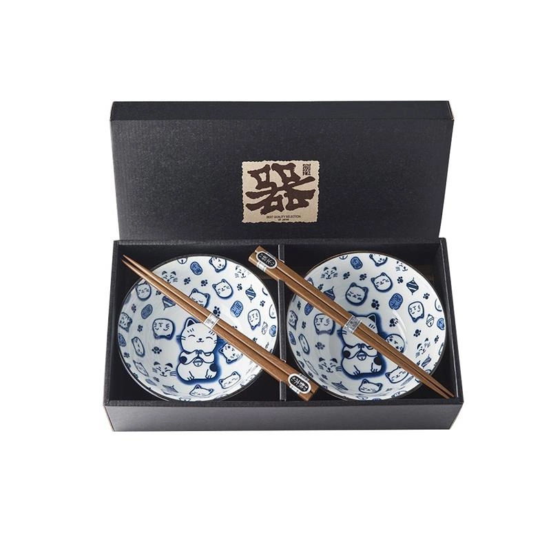 Made in Japan - Zestaw 2 miseczek Maneki Cat Blue