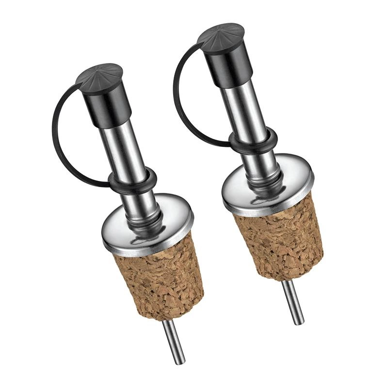 Cilio - nalewaki do octu, oliwy i alkoholi, 2 szt., stal nierdzewna/korek, śred. 2,5 x 9 cm Mezzo Natura