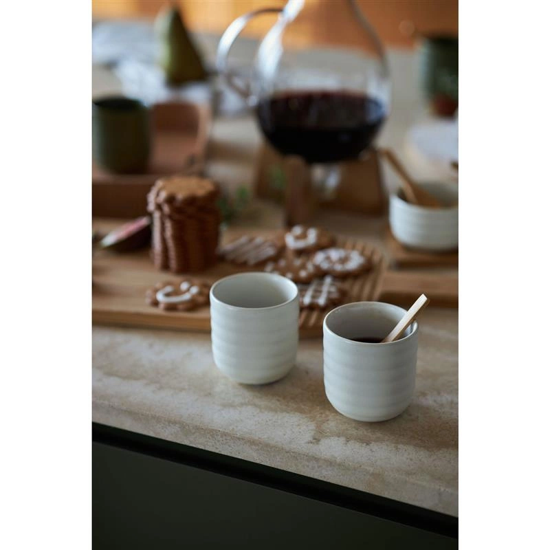 Sagaform - kubki do grzanego wina, 2 szt., kamionka, 0,18 l, śred. 7 x 7,5 cm, białe Ellen