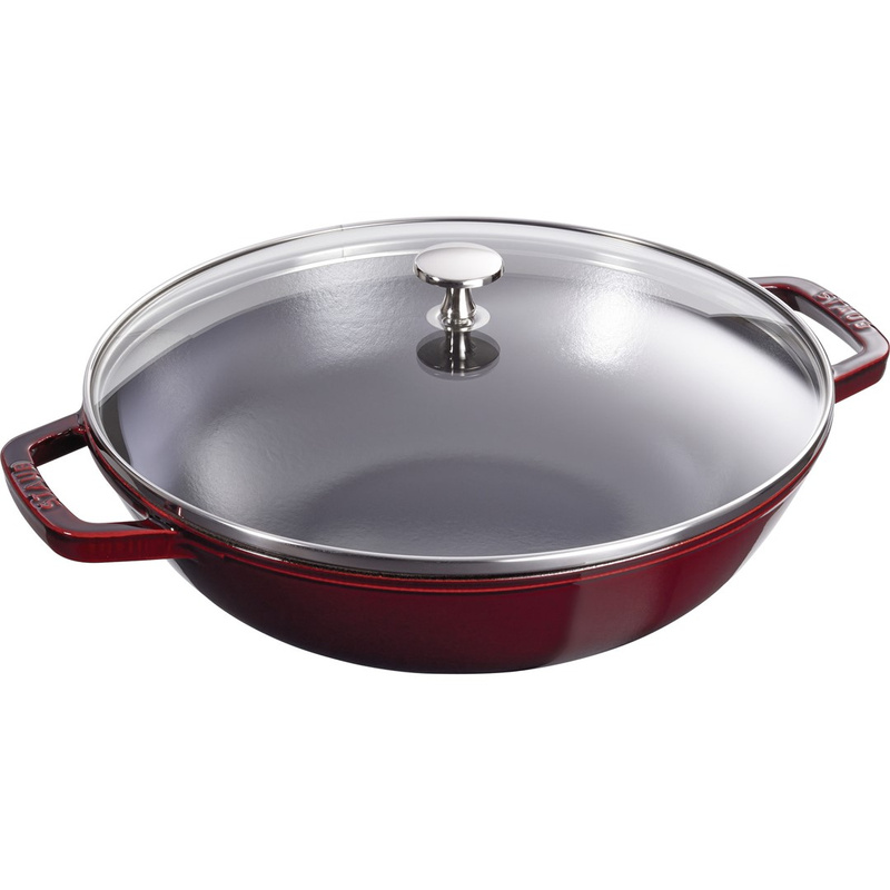Staub -  żeliwny wok bordowy 30 cm