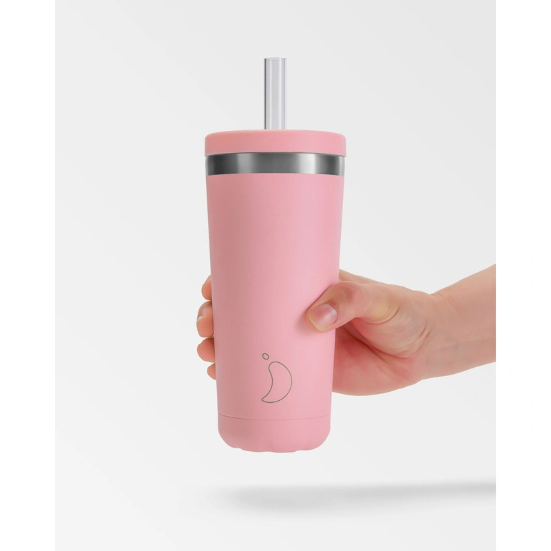 Chilly's Bottles - Termiczny kubek ze słomką Chilly's | 500ml | Pastelowy róż