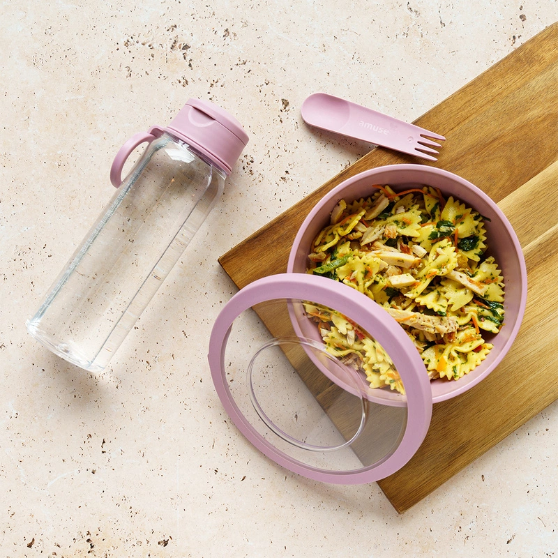 Amuse - Butelka na wodę 500 ml z uchwytem - różowa