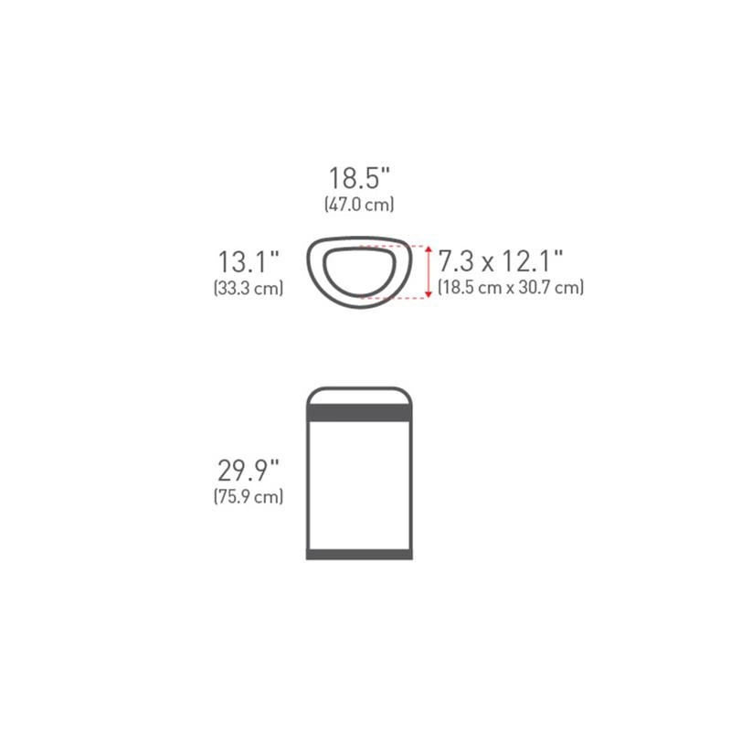 Simple Human - kosz na śmieci 60 l Bullet Open półokrągły stal