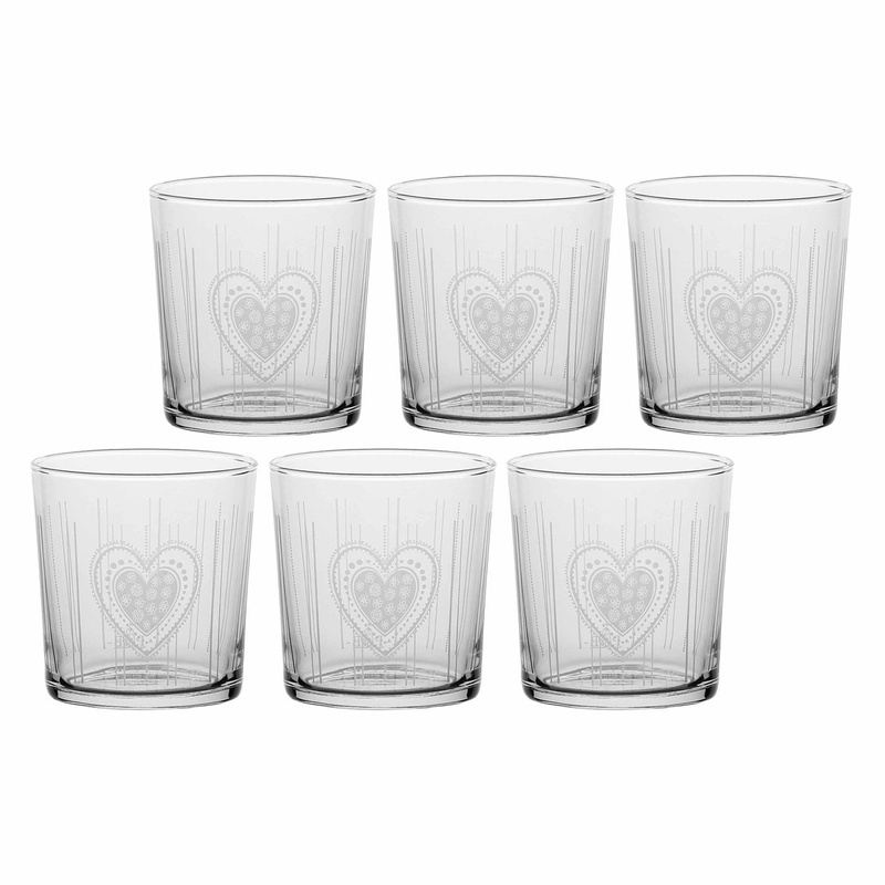 La Porcellana Bianca - zestaw 6 szklanek z grubym dnem serce 350 ml Babila