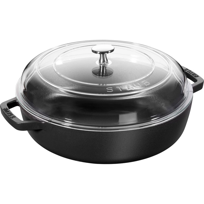 Staub - patelnia żeliwna szklana pokrywka 28 cm czarny
