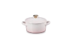 Le Creuset - Mini-Cocotte 10 cm ze złotą gałką serce  Shell Pink