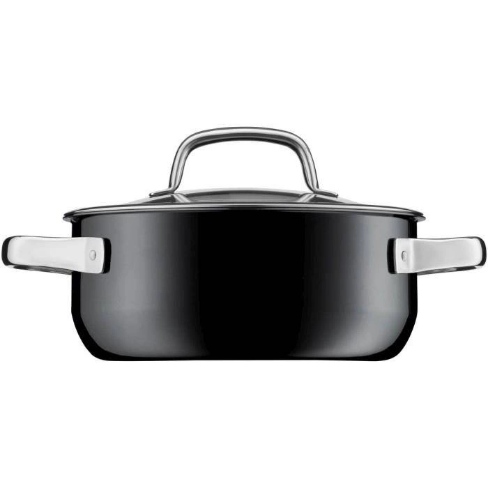 WMF - Garnek niski z pokrywką 20 cm czarny Fusiontec