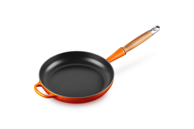 Le Creuset - patelnia żeliwna z drewnianym uchwytem 24 cm płomienna