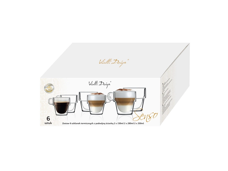 Vialli Design - Komplet 6 szklanek z podwójną ścianką 150ml 280ml 350ml Senso