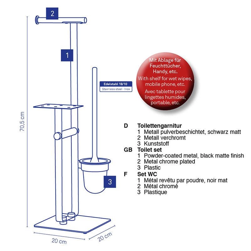 Kela - zestaw toaletowy, 70,5 cm Sirius