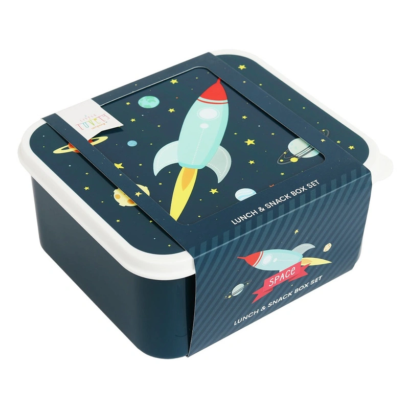 A Little Lovely Company - Lunchbox dla dzieci SPACE - zestaw 4 szt