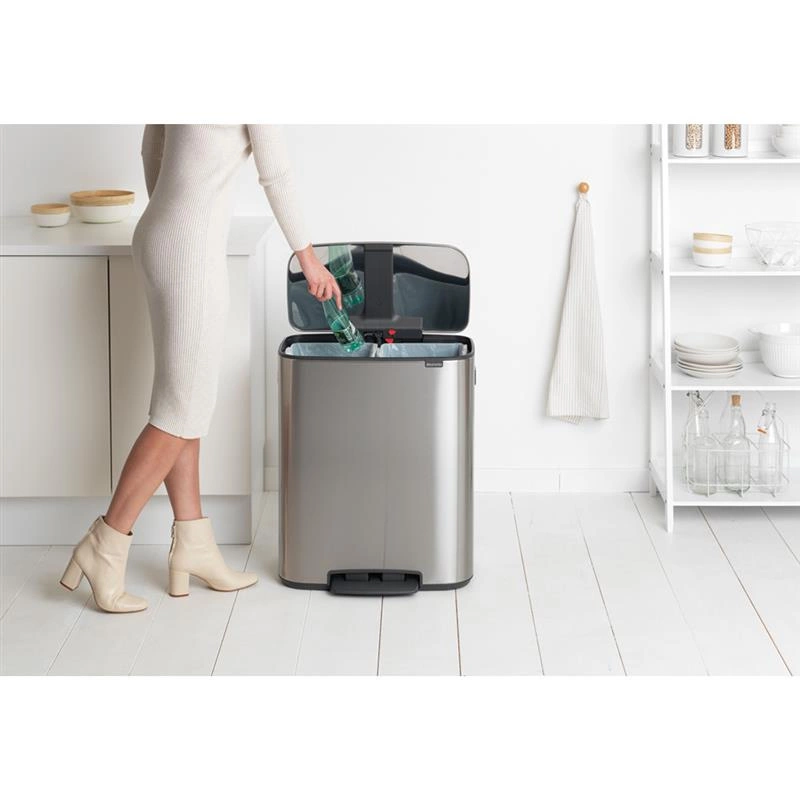 Brabantia - Kosz na śmieci pedałowy Bo 2x30L stal matowa FPP