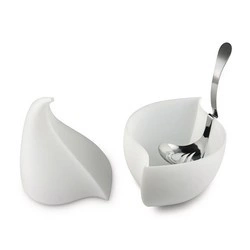 Alessi - NUNZIATELLA- zestaw do przechowywania i serwowania mozzarelli: pojemnik plus chochla