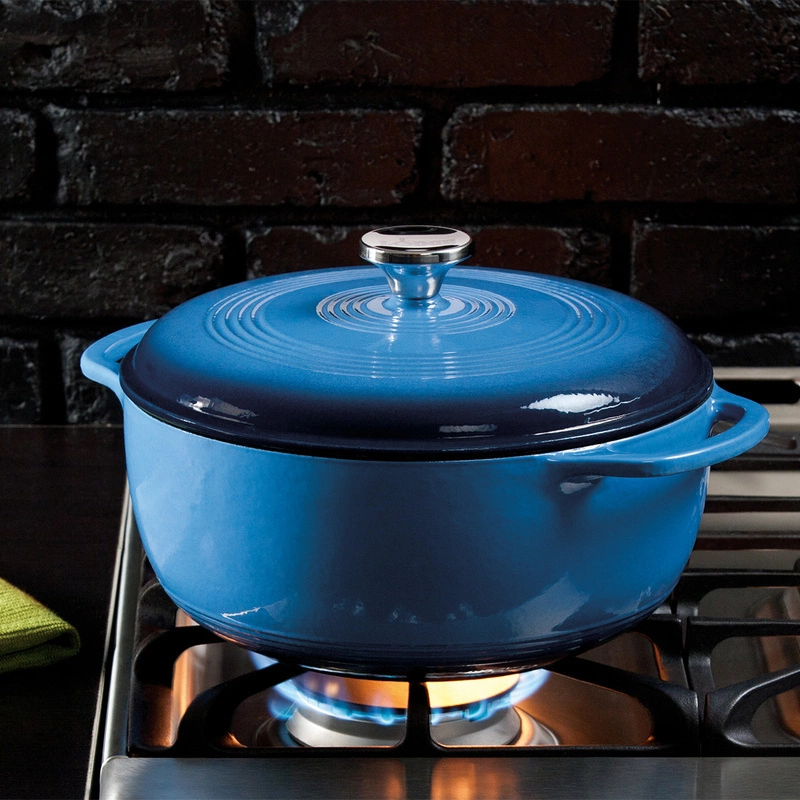 Lodge - Garnek żeliwny emaliowany - niebieski 5,6L