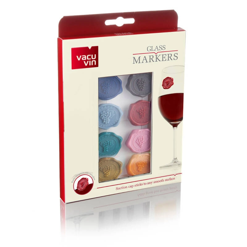 VACU VIN - Znaczki na szklanki i kieliszki Klasyczne Winogrona (8szt)multikolor