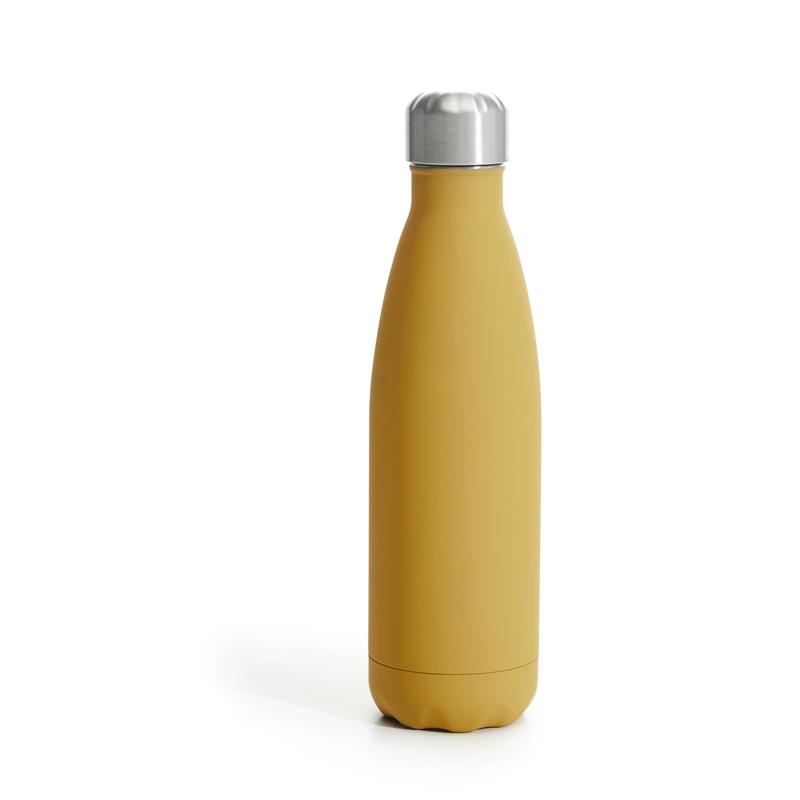 Sagaform - butelka stalowa termiczna, żółta matowa, gumowana, 0,5 l To go