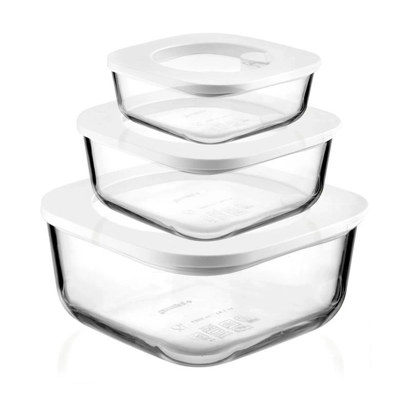 Guzzini - ZESTAW 3 SZCZELNYCH POJEMNIKÓW SZKLANYCH