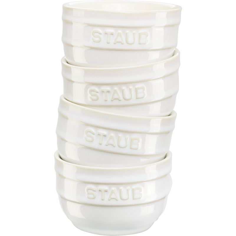 Staub - zestaw 4 ramekinów okrągłych 9 cm, kość słoniowa XS-MINIS