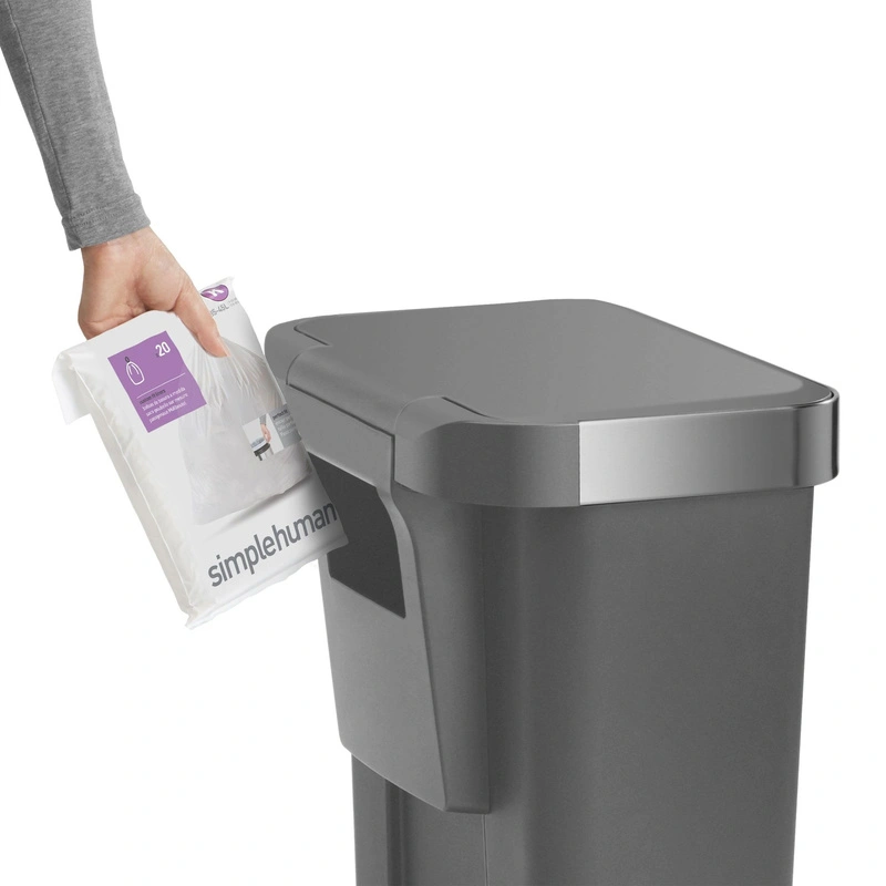 simplehuman - Kosz na śmieci pedałowy Liner Pocket, 45 l; szary