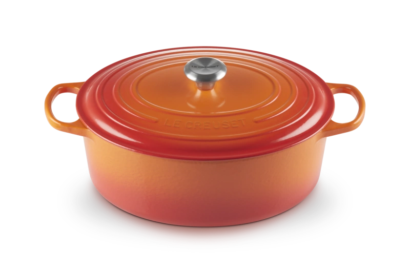 Le Creuset - brytfanna żeliwna emaliowana Signature owalna 33 cm 7,5 l płomienna