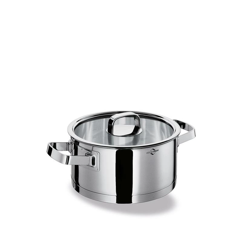 Kuchenprofi - garnek niski z pokrywą, stal nierdzewna/szkło, 2,5 l, śred. 20 x 9,5 cm San Remo