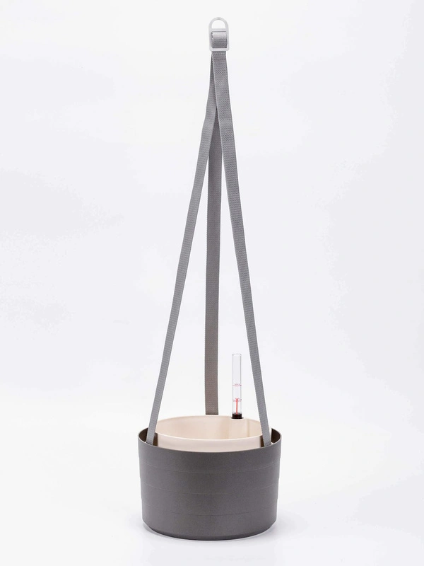 Urbalive - BERBERIS Wisząca donica samonawadniająca okrągła 26 cm, szary
