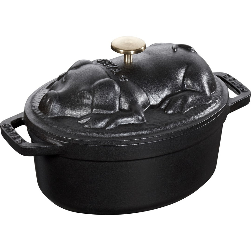 Staub - garnek żeliwny owalny świnia 1 l, czarny