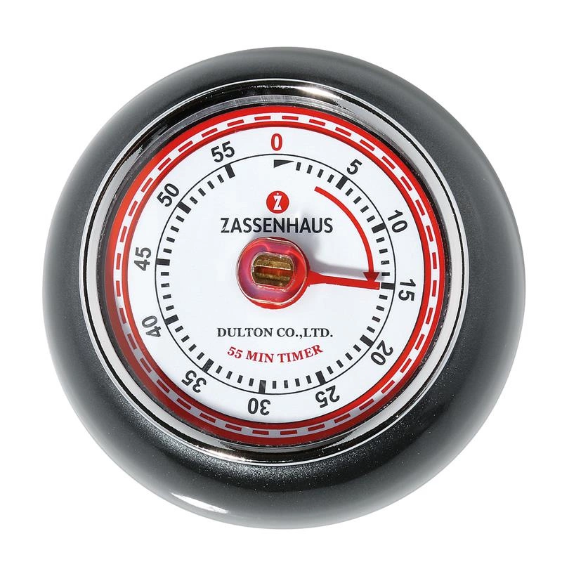 Zassenhaus - timer mechaniczny, śred. 7 x 3 cm, antracytowy metaliczny Speed