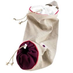 Mastrad - TORBA DO PRZECHOWYWANIA CEBULIszara z wykończeniem w kolorze bordowym