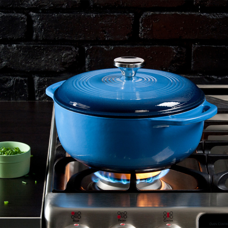 Lodge - Garnek żeliwny emaliowany - niebieski 4,2L