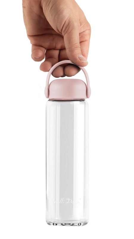 Vialli Design - Szklana butelka na wodę Fuori 540 ml różowa