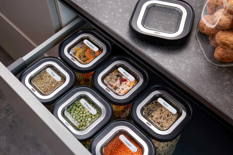 GEFU - zestaw 4 szklanych pojemników PANTRY