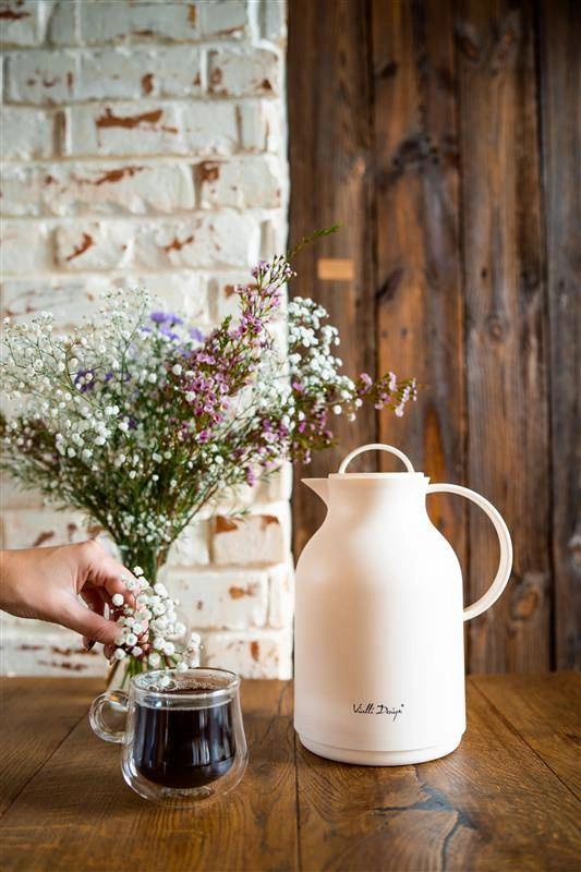 Vialli Design - Termos z wkładem szklanym 1L AMO kremowy