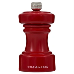 Cole & Mason - Młynek drewniany do soli Hoxton 10,4 cm czerwony połysk
