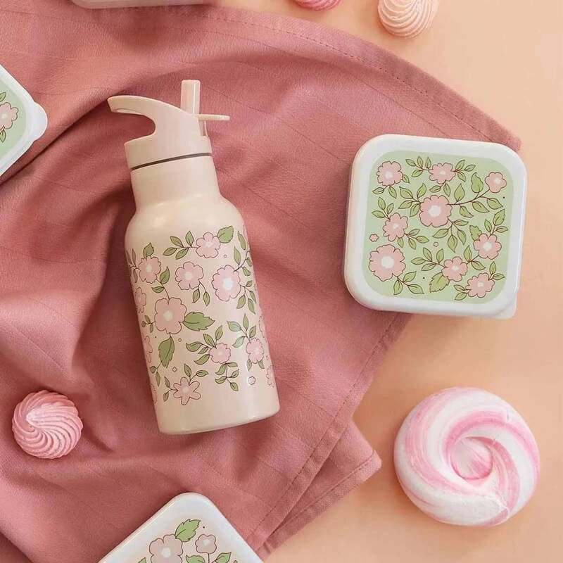 A Little Lovely Company - Kubek ze słomką dla dzieci BLOSSOMS PINK 350 ml