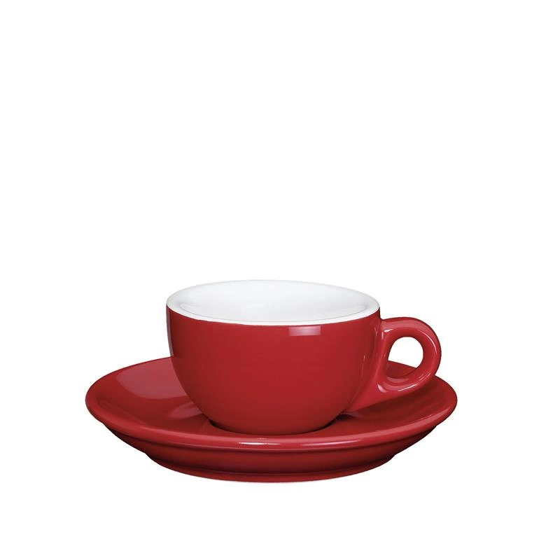 Cilio - porcelanowa filiżanka do espresso ze spodkiem, 50 ml, czerwona Roma