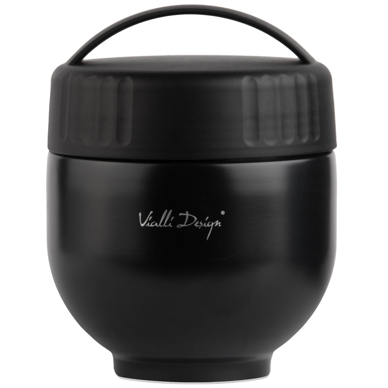 Vialli Design - Termos z pojemnikiem i łyżką Fuori 680 ml czarny