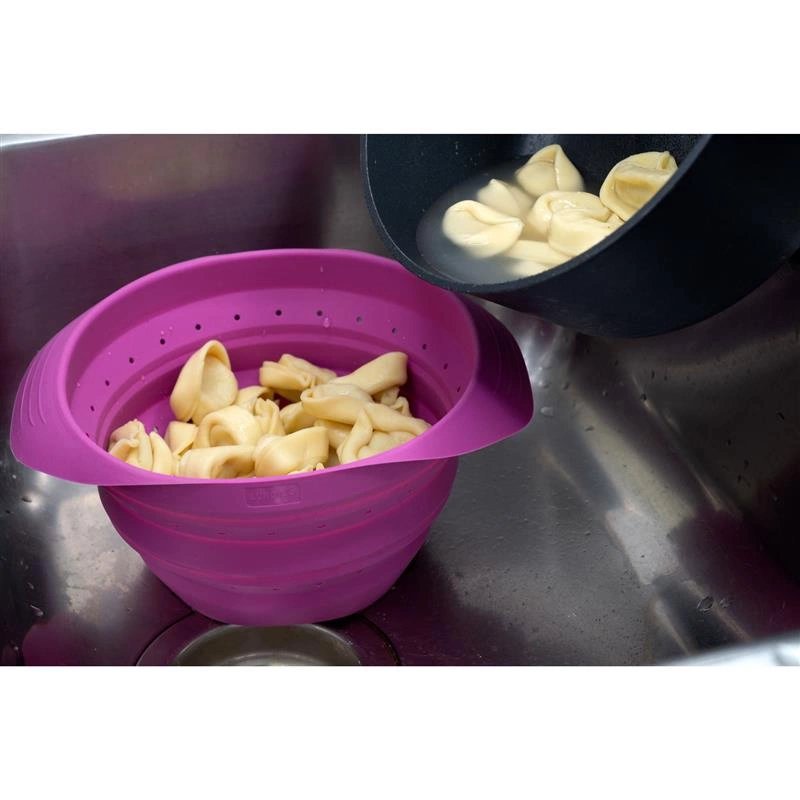 Lurch - cedzak składany, silikon, 19 x 22 x 3,5 cm, 2,0 l, różowy