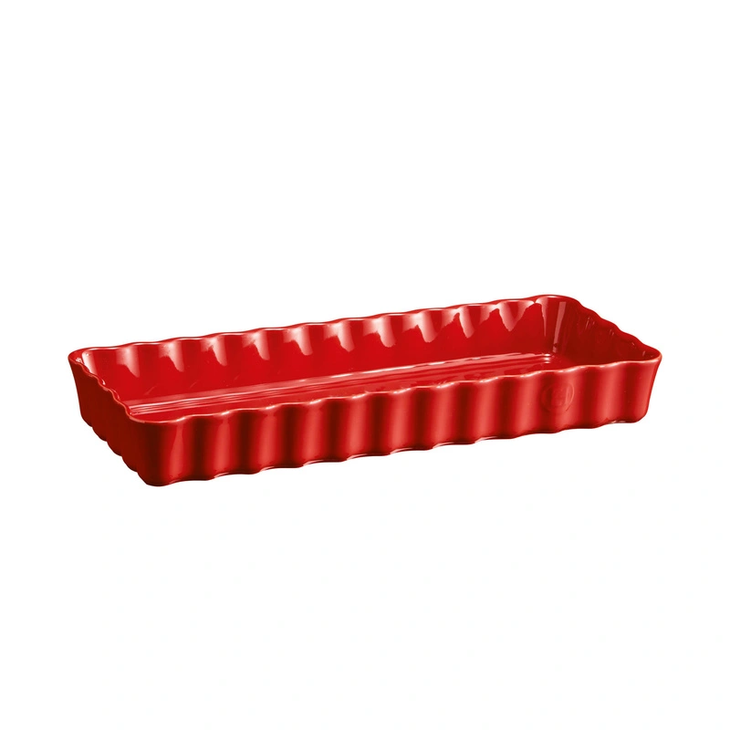 Emile Henry - Prostokątne naczynie do tarty- 36x15x5cm - czerwony
