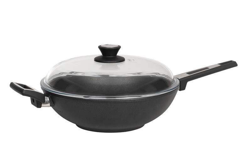 Wok SKK Titanium z długą rączką - 32cm - Indukcja