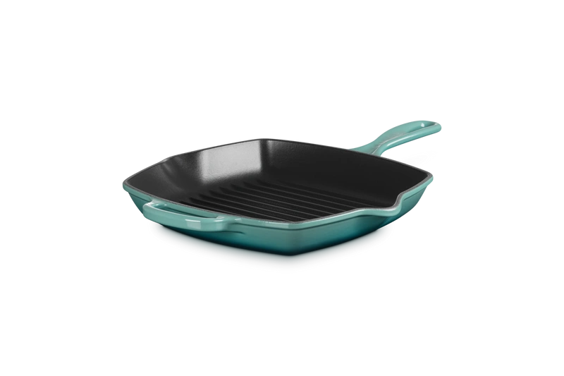 Le Creuset - patelnia żeliwna grillowa z dwoma uchwytami 26 cm bleu riviera