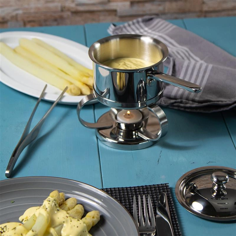 Spring - zestaw do utrzymywania temperatury sosów, stal nierdzewna, 0,5 l, wys. 17 cm, śred. 10 cm CRISTAL