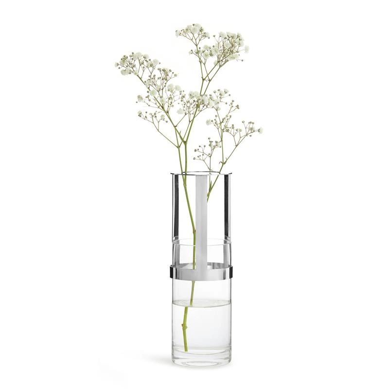 Sagaform - wazon, śred. 8 x 15 cm, szkło/metal, srebrny, pudełko prezentowe Interior