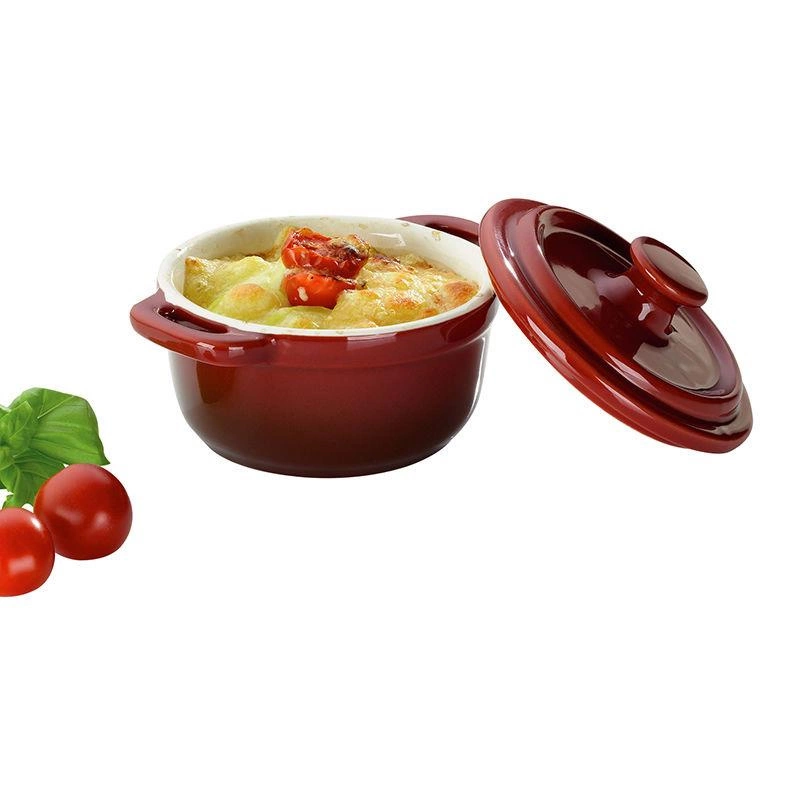 Kela - naczynie żaroodporne z pokrywką, śred. 10x8 cm, czerwone Malin