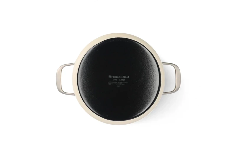 KitchenAid - Zestaw garnków emaliowanych 8 elementów Almond kremowy