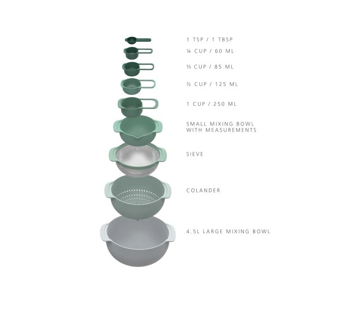 Joseph Joseph - Zestaw misek i miarek, Nest 9 Plus Sage