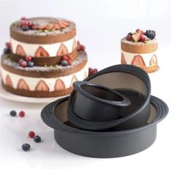 Mastrad - SILIKONOWE FORMY OKRĄGŁE DO CIASTA 3 CZĘŚCIgrafitowy